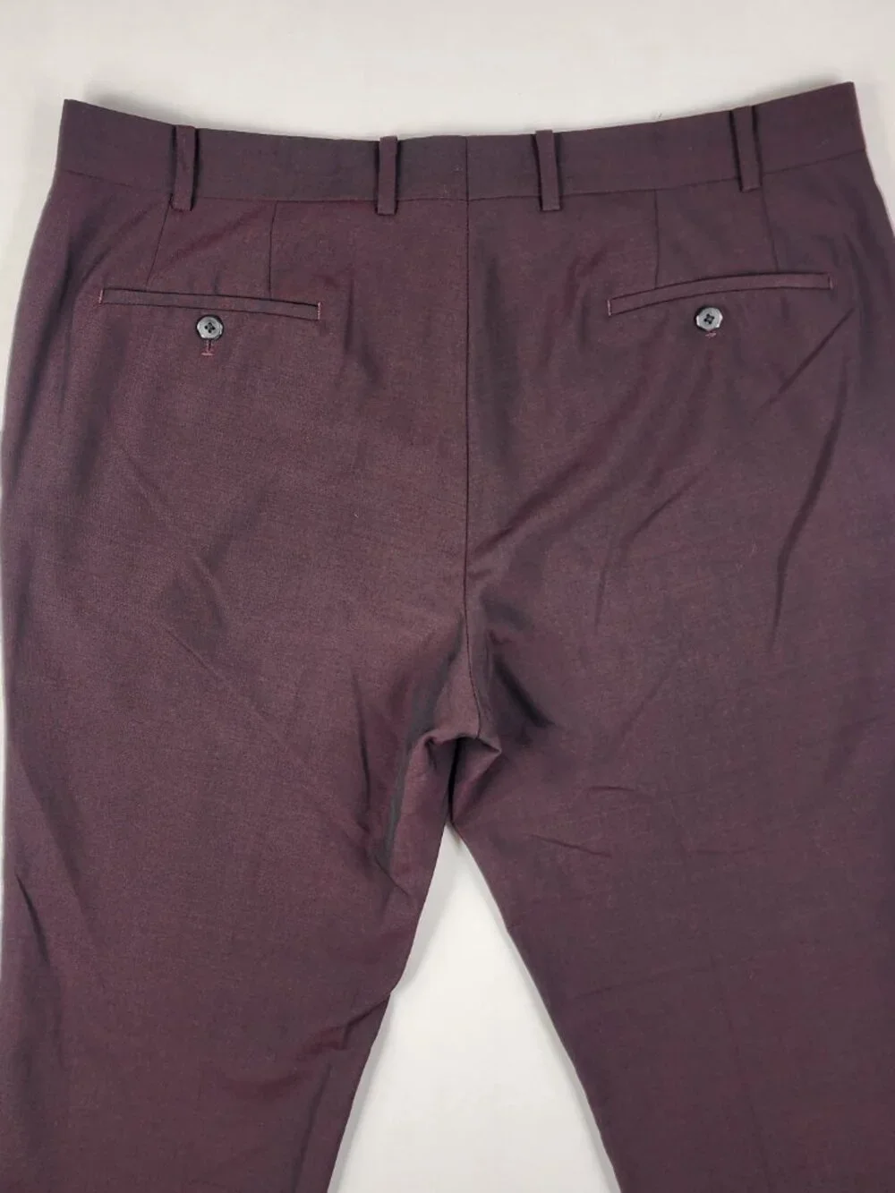 Bar III Mens 38x30 Burgundy Wool Blend Slim Fit Modern Minimalist Dress Pants EX